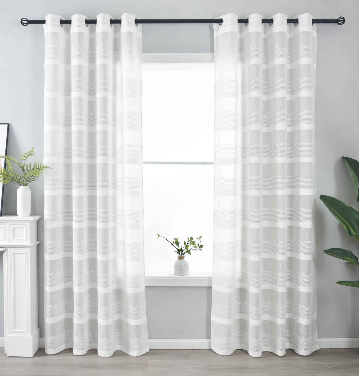 2er Set Halbtransparente Gardine mit Ösen HxB 245x140 cm Natur Meliert »Halle« Chenille Leinenbindung Lichtdurchlässig Halbtransparent 202480-2 Gardinenschal 202480-2natur_meliert | gerdinenbox.com
