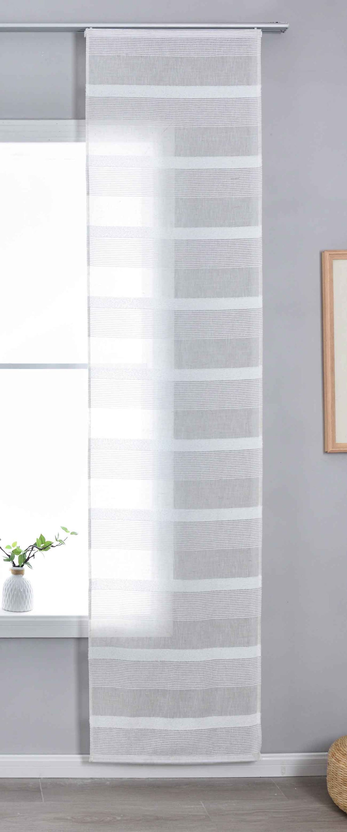 Halbtransparente Schiebegardine mit Paneelwagen HxB 245x60 cm Natur Meliert »Halle« Chenille Leinenbindung Lichtdurchlässig Halbtransparent 202480P Schiebegardine 202480Pweiss | gerdinenbox.com