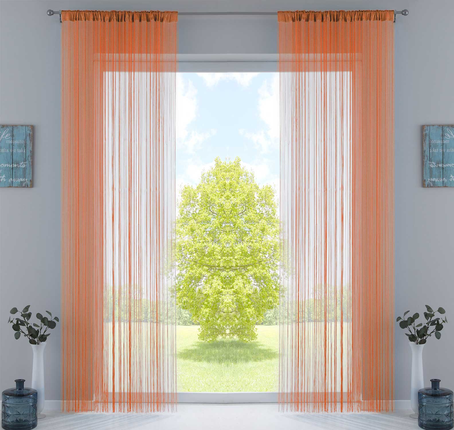 2er Set Fadengardine mit Tunneldurchzug und eingenähtem Kräuselband, geeignet für Gardinenstangen und Gardinenschienen Fadenvorhänge Fadenstores Raumteiler 20303CN2 Orange HxB 270x140 cm Fadengardine 20303CN2orange_944c7bab-41f3-45bc-b2b9-293522112a86 | gerdinenbox.com