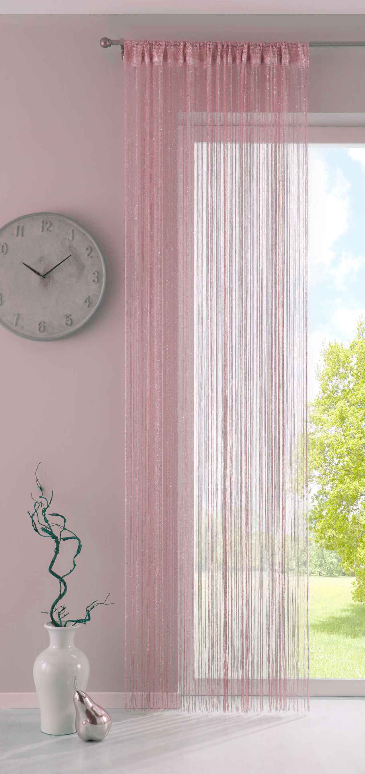 Fadengardine mit Tunneldurchzug und eingenähtem Kräuselband, geeignet für Gardinenstangen und Gardinenschienen Fadenvorhang Fadenstore Raumteiler 20303CN Altrosa HxB 250x140 cm Fadengardine 20303CNaltrosa_1365ef01-130c-4035-aac1-2e87a6b8d2fc | gerdinenbox.com