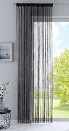 Fadengardine mit Tunneldurchzug und eingenähtem Kräuselband, geeignet für Gardinenstangen und Gardinenschienen Fadenvorhang Fadenstore Raumteiler 20303CN Schwarz HxB 270x140 cm Fadengardine 20303CNschwarz_c713438c-a4ac-44b8-8504-b2fb8c7035aa | gerdinenbox.com