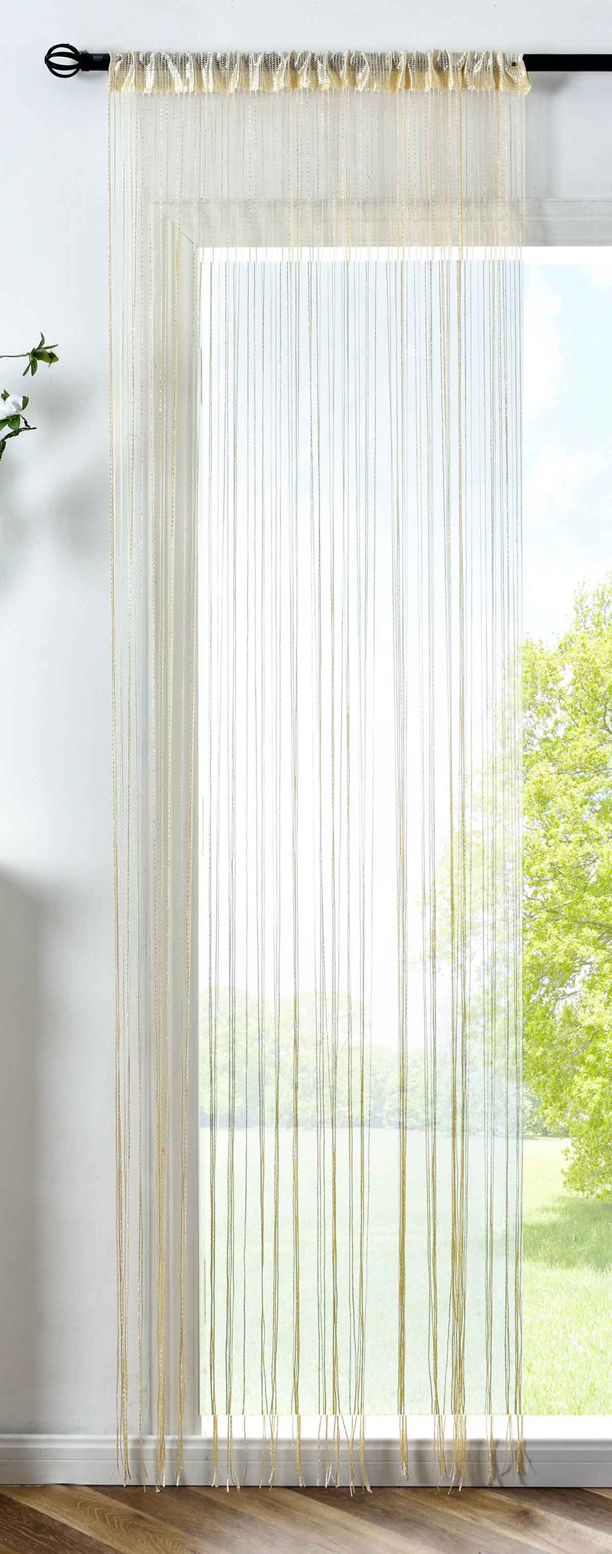 Fadengardine »Shanghai« mit Tunneldurchzug Schimmernd Vielseitig Modern Praktisch 20305N Creme Lurex Fadengardine 20305Ncreme_lurex | gerdinenbox.com