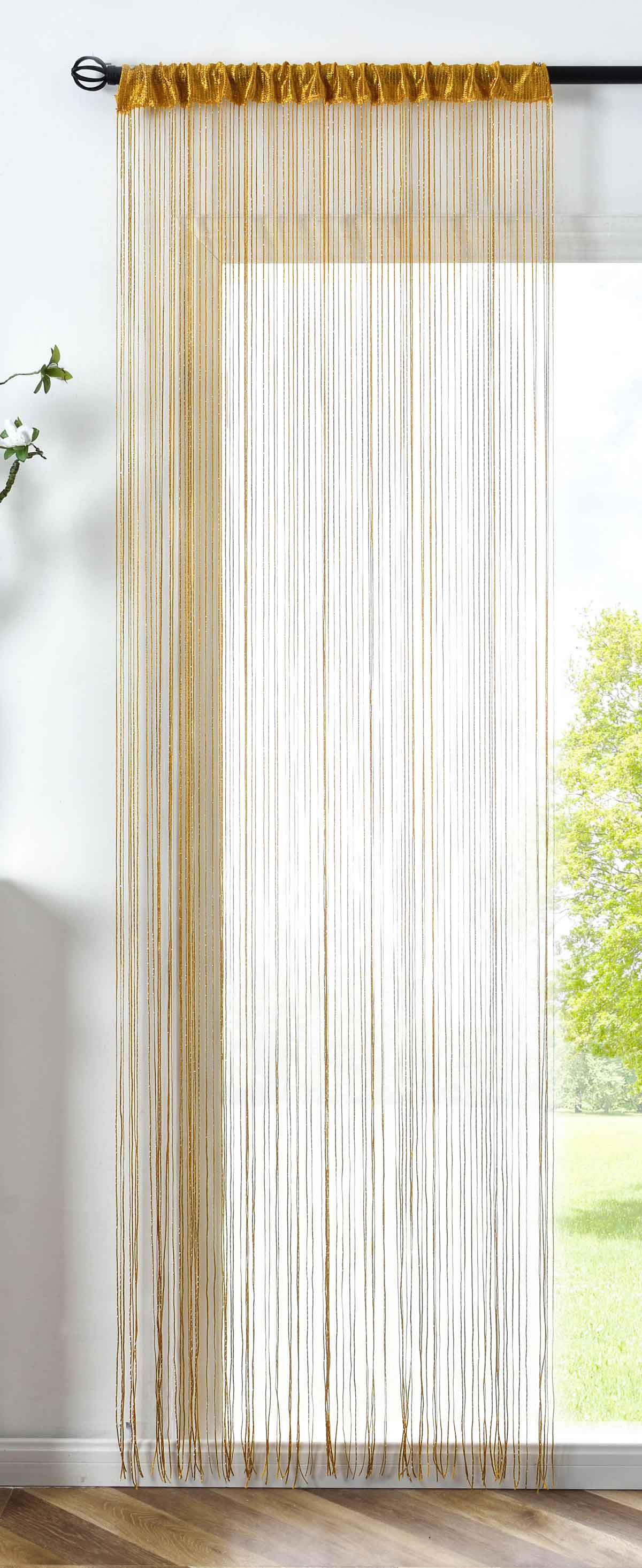 Fadengardine »Shanghai« mit Tunneldurchzug Schimmernd Vielseitig Modern Praktisch 20305N Gold Lurex Fadengardine 20305Ngold_lurex | gerdinenbox.com