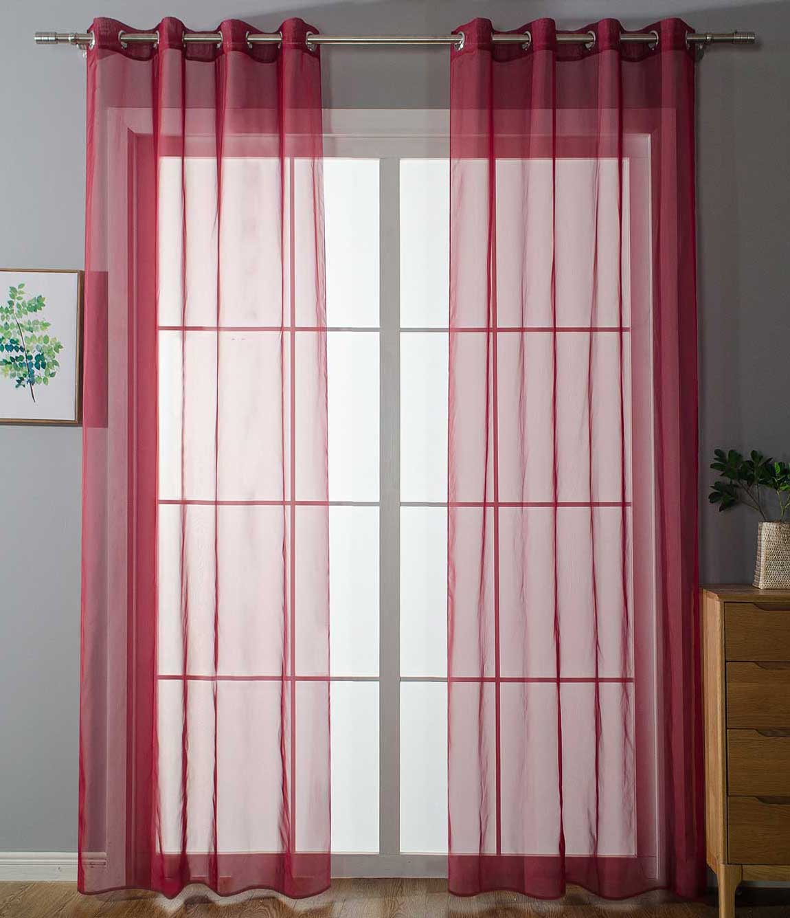 2er Set Ösenvorhänge Transparent »Uni« Gardine Stores Vorhang Ösen Bleibandabschluß Wohnzimmer 20332-cn2 Bordeaux HxB 145x140 cm Gardinen Set 20332-cn2bordeaux | gerdinenbox.com