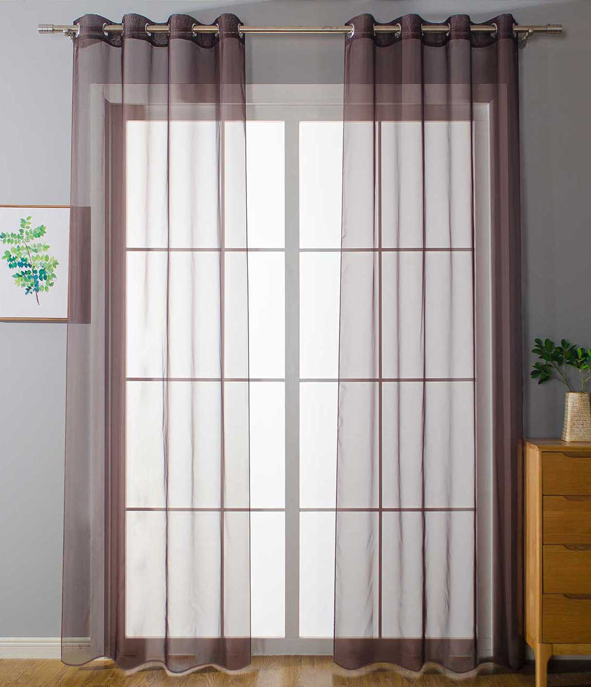2er Set Ösenvorhänge Transparent »Uni« Gardine Stores Vorhang Ösen Bleibandabschluß Wohnzimmer 20332-cn2 Braun HxB 225x140 cm Gardinen Set 20332-cn2braun_d15fd5db-24e0-40a1-aaaa-e5da81c55d35 | gerdinenbox.com