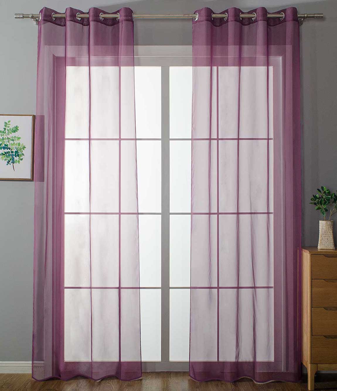 2er Set Ösenvorhänge Transparent »Uni« Gardine Stores Vorhang Ösen Bleibandabschluß Wohnzimmer 20332-cn2 Lila HxB 145x140 cm Gardinen Set 20332-cn2lila | gerdinenbox.com