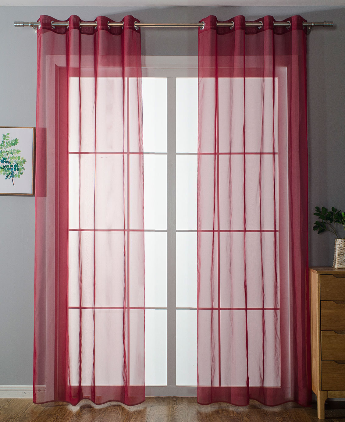 2er-Pack Ösen Gardinen Transparent Vorhang Set Wohnzimmer Voile Ösenvorhang Bleibandabschluß 203322 Bordeaux HxB 245x140 cm Gardinen Set 203322bordeaux_2cde2ed8-3083-4038-af47-40180dc67955 | gerdinenbox.com