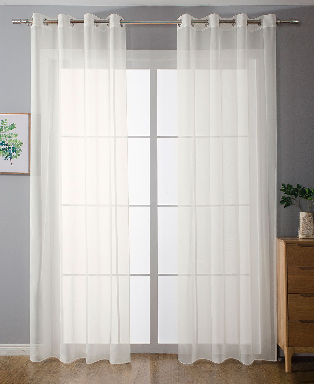 2er-Pack Ösen Gardinen Transparent Vorhang Set Wohnzimmer Voile Ösenvorhang Bleibandabschluß 203322 Creme HxB 225x140 cm Gardinen Set 203322creme_486822fb-1f8f-4ad6-9cfa-f11124f30203 | gerdinenbox.com