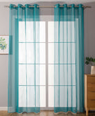 2er-Pack Ösen Gardinen Transparent Vorhang Set Wohnzimmer Voile Ösenvorhang Bleibandabschluß 203322 Türkis HxB 145x140 cm Gardinen Set 203322tuerkis | gerdinenbox.com