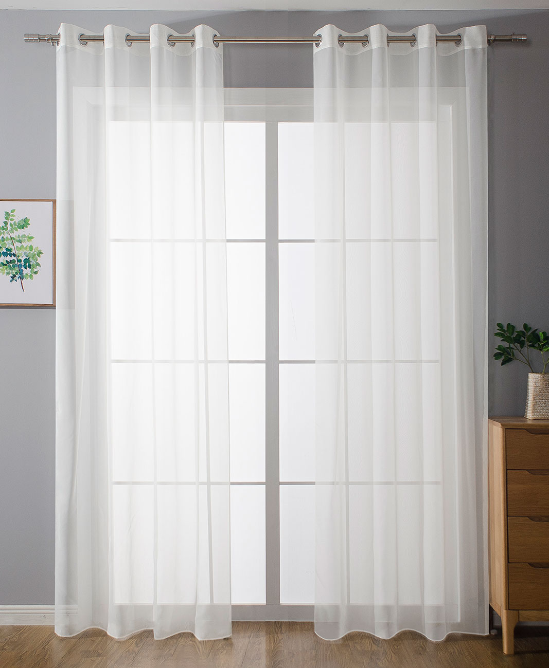 2er-Pack Ösen Gardinen Transparent Vorhang Set Wohnzimmer Voile Ösenvorhang Bleibandabschluß 203322 Weiß HxB 145x140 cm Gardinen Set 203322weiss | gerdinenbox.com