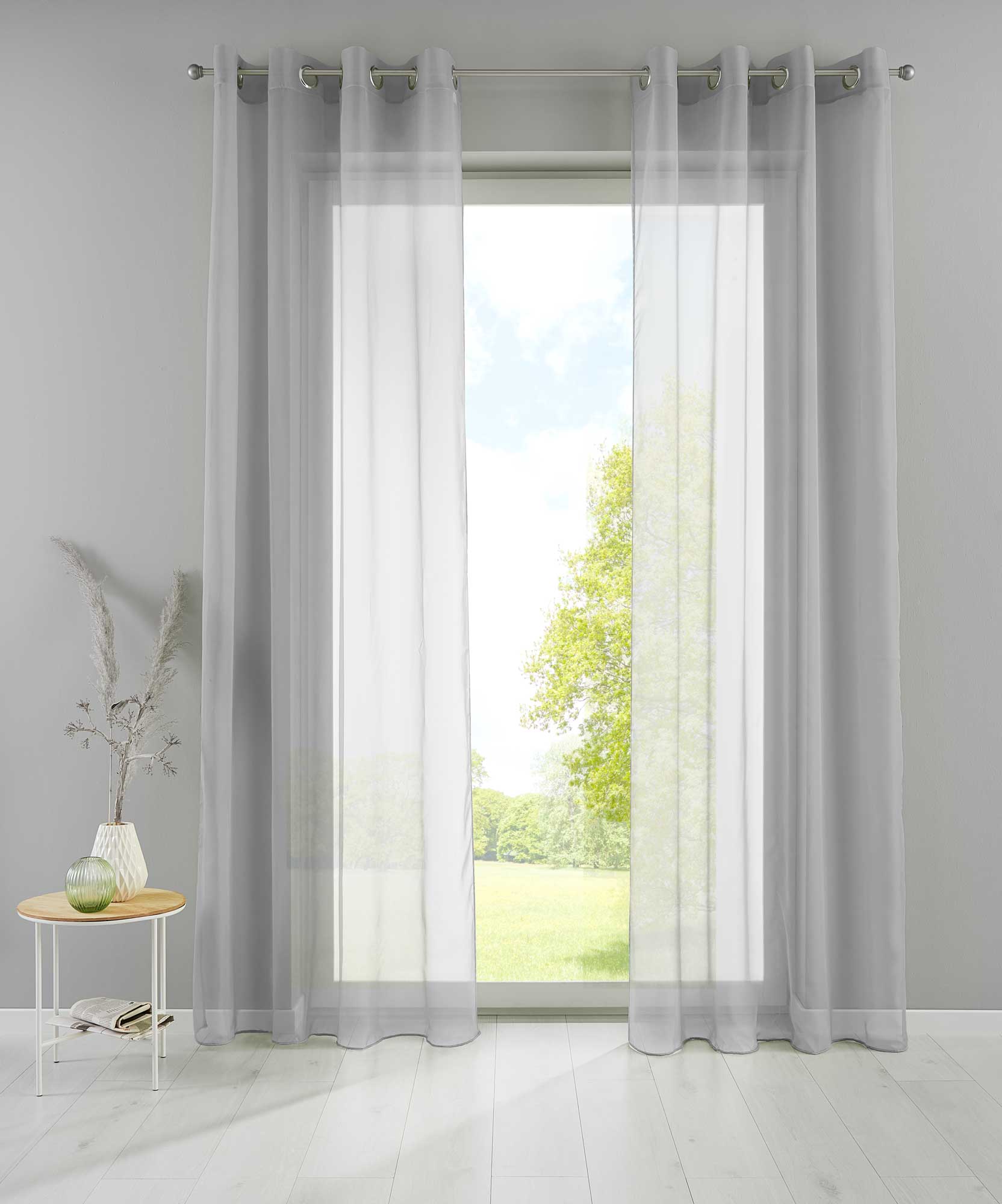 2er Set Ösengardinen Transparent »Basel« Gardine Bleiband Store Vorhang 20332TR2 Grau HxB 175x140 cm Gardinen Set 20332TR2grau-175_b801b623-f124-419f-8b6c-e1a496ffadae | gerdinenbox.com
