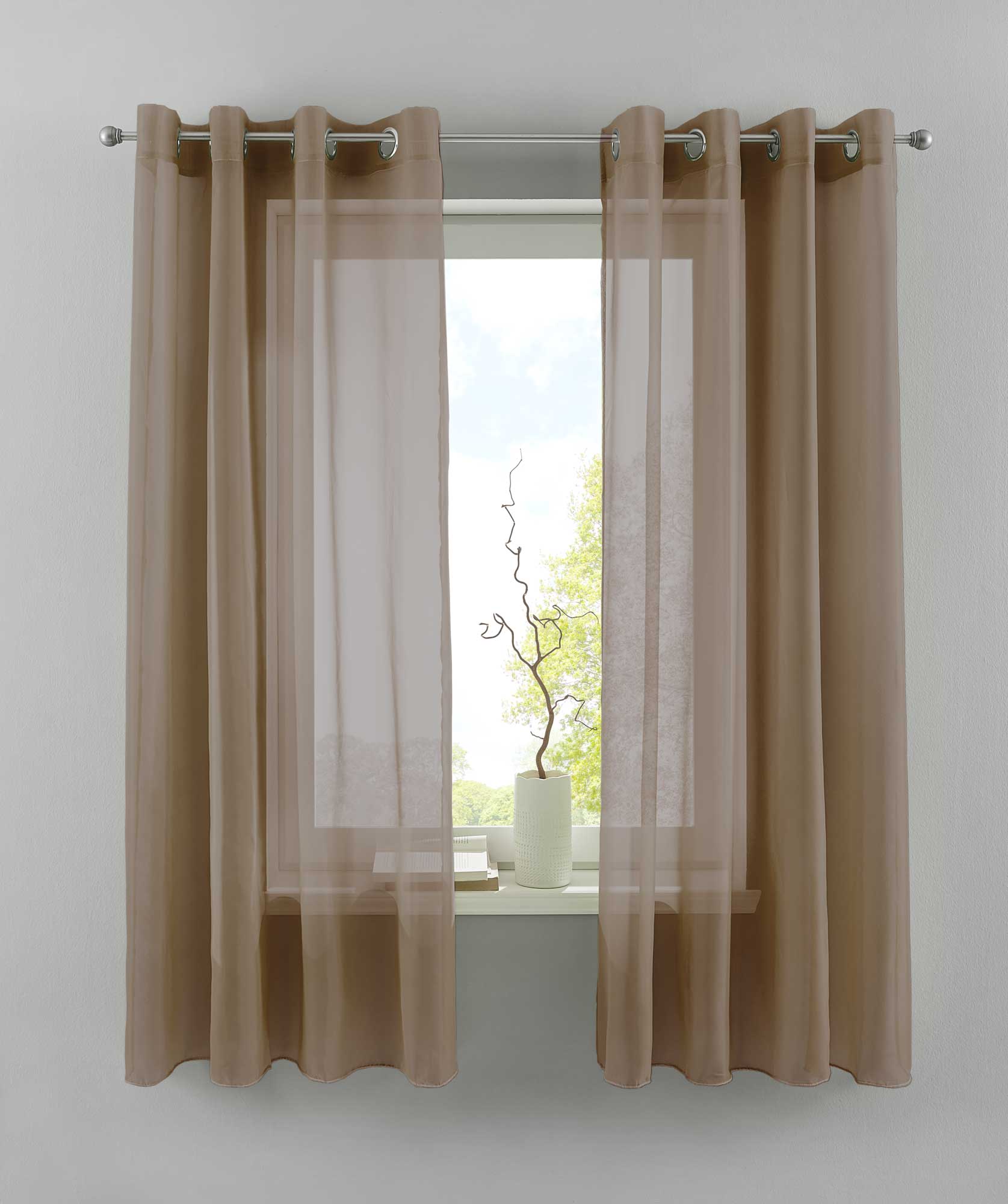 2er Set Ösengardinen Transparent »Basel« Gardine Bleiband Store Vorhang 20332TR2 Taupe HxB 175x140 cm Gardinen Set 20332TR2taupe-175_e6017f04-44a1-4bc7-b95b-ef89cf358555 | gerdinenbox.com