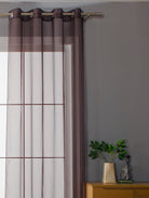 2er-Pack Ösen Gardinen Transparent Vorhang Set Wohnzimmer Voile Ösenvorhang Bleibandabschluß 203322 Gardinen Set 20332_braun_2 | gerdinenbox.com