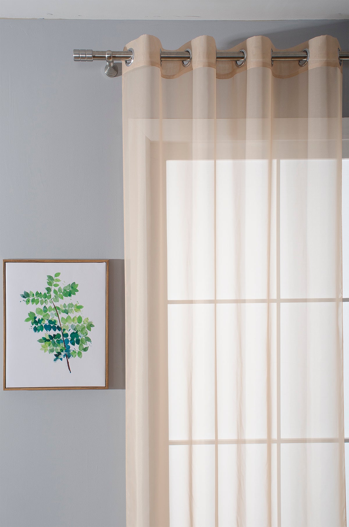 2er-Pack Ösen Gardinen Transparent Vorhang Set Wohnzimmer Voile Ösenvorhang Bleibandabschluß 203322 Gardinen Set 20332_sand_2 | gerdinenbox.com