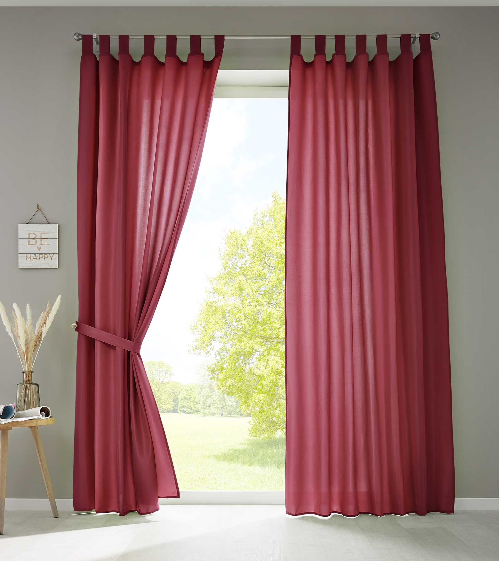 2er Set Vorhänge Schal Schlaufen »Berlin« Microsatin Lichtdurchlässig Kräuselband Uni Matt 20400N2 Bordeaux HxB 245x140 cm Vorhang 20400N2bordeaux | gerdinenbox.com