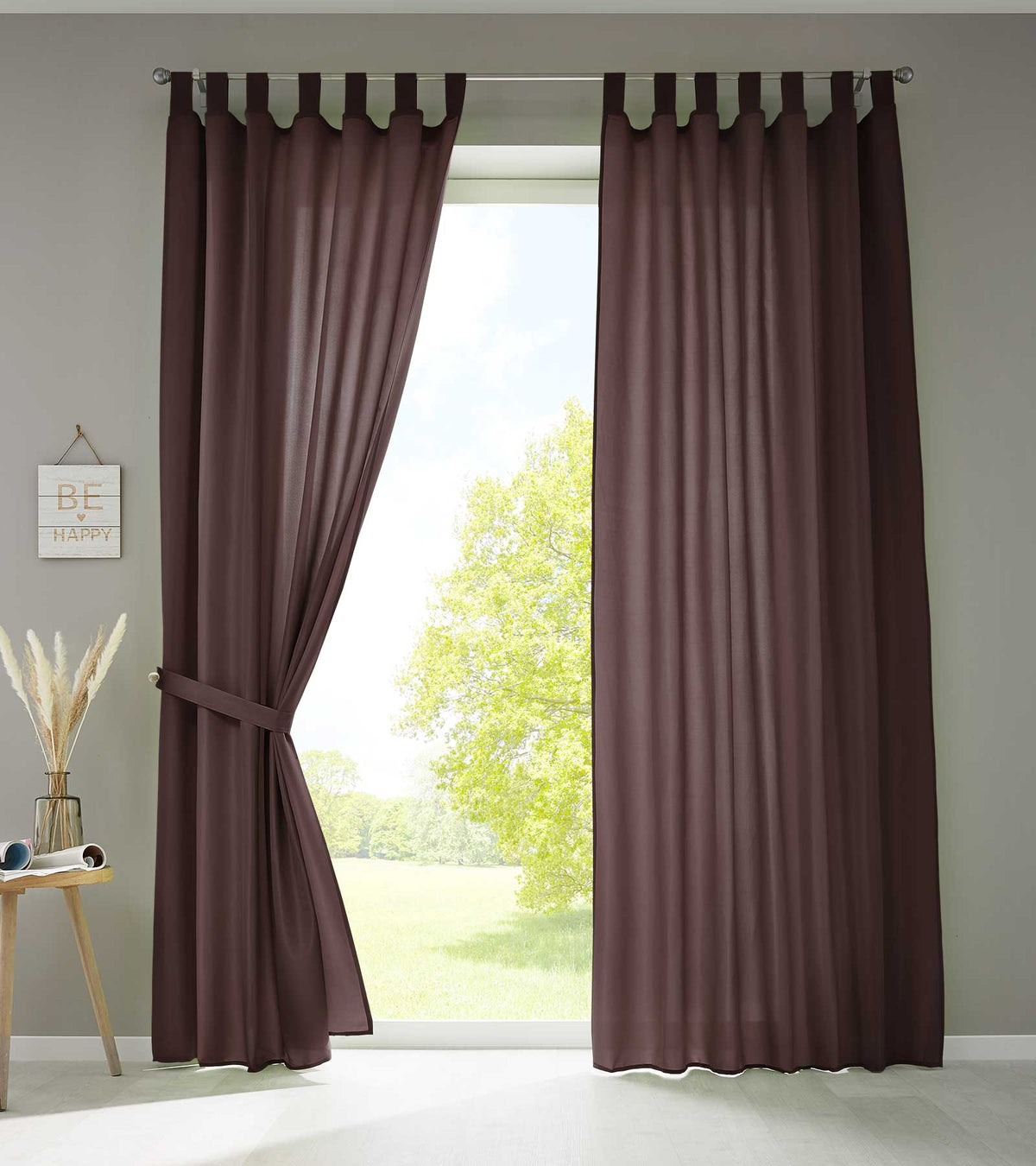2er Set Vorhänge Schal Schlaufen »Berlin« Microsatin Lichtdurchlässig Kräuselband Uni Matt 20400N2 Braun HxB 225x140 cm Vorhang 20400N2braun_4bd8ee17-5583-4eb0-8008-b43a6f089e3b | gerdinenbox.com