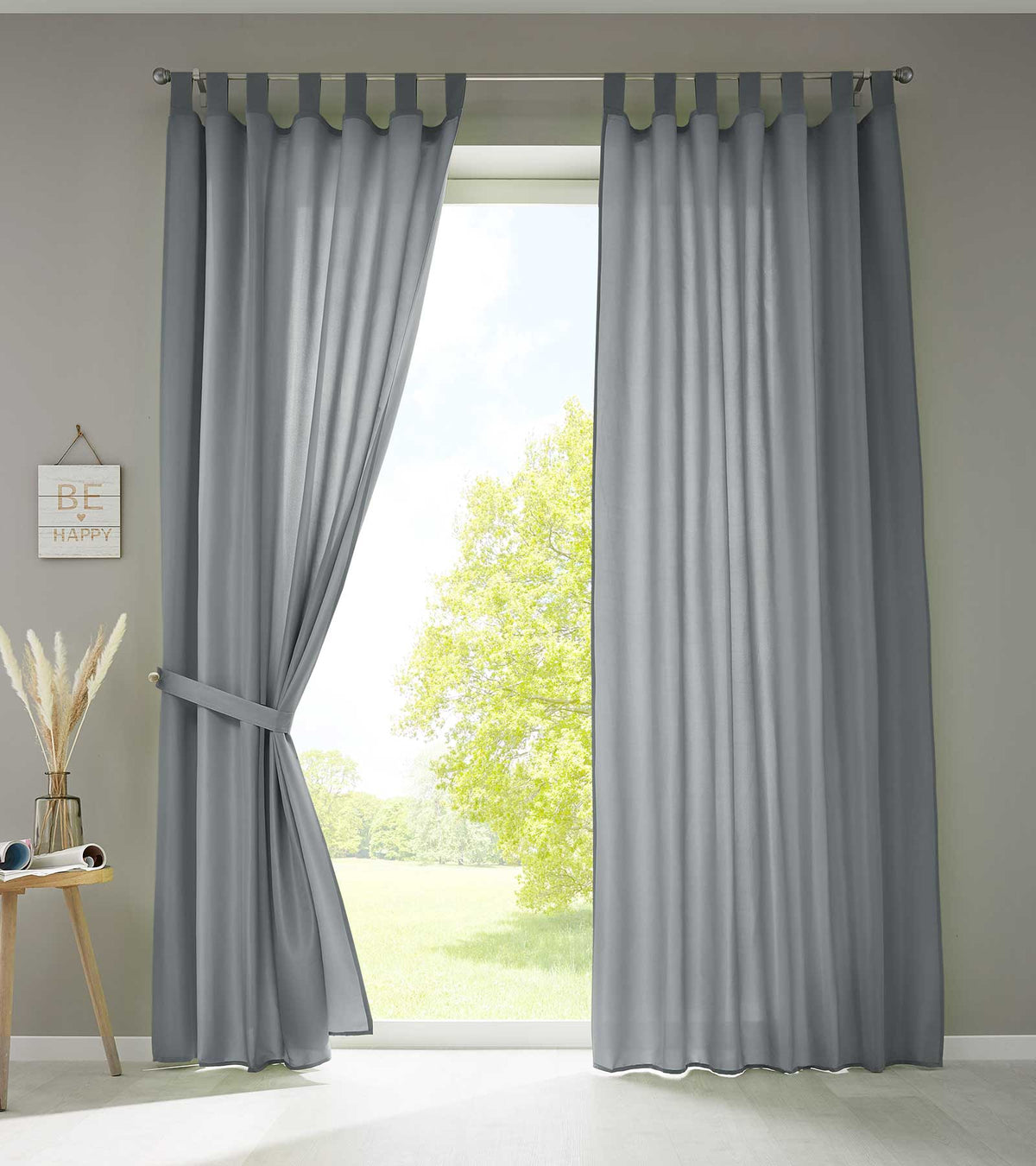 2er Set Vorhänge Schal Schlaufen »Berlin« Microsatin Lichtdurchlässig Kräuselband Uni Matt 20400N2 Grau HxB 225x140 cm Vorhang 20400N2grau_17bfcbc3-85ad-45e3-a7e7-e31b5378d07e | gerdinenbox.com