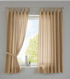 2er Set Vorhänge Schal Schlaufen »Berlin« Microsatin Lichtdurchlässig Kräuselband Uni Matt 20400N2 Sand HxB 175x140 cm Vorhang 20400N2sand-175_2 | gerdinenbox.com