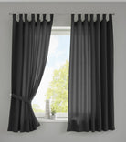 2er Set Vorhänge Schal Schlaufen »Berlin« Microsatin Lichtdurchlässig Kräuselband Uni Matt 20400N2 Schwarz HxB 175x140 cm Vorhang 20400N2schwarz-175_2 | gerdinenbox.com