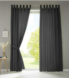 2er Set Vorhänge Schal Schlaufen »Berlin« Microsatin Lichtdurchlässig Kräuselband Uni Matt 20400N2 Schwarz HxB 245x140 cm Vorhang 20400N2schwarz | gerdinenbox.com