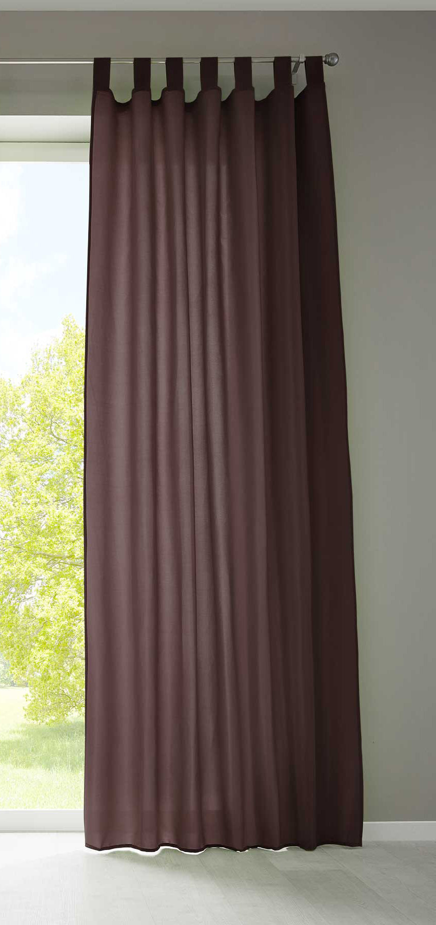 1er Set Vorhang Schal Schlaufen »Berlin« Microsatin Lichtdurchlässig Kräuselband Uni Matt 20400N Braun HxB 245x140 cm Gardinenschal 20400Nbraun | gerdinenbox.com