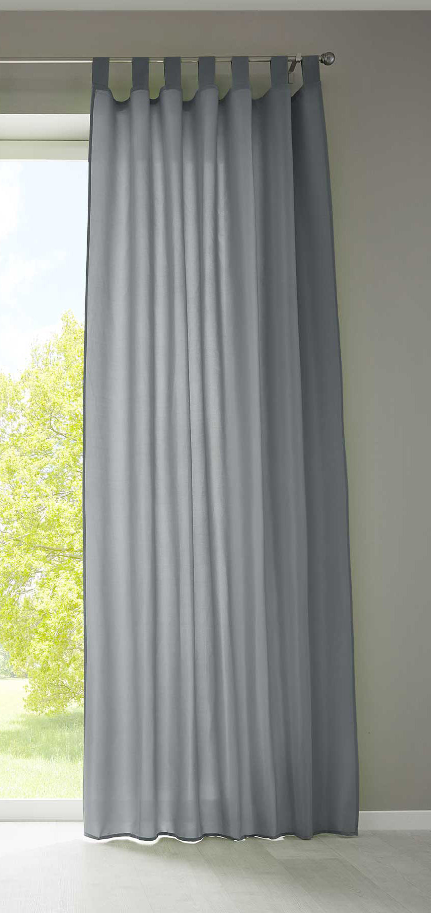1er Set Vorhang Schal Schlaufen »Berlin« Microsatin Lichtdurchlässig Kräuselband Uni Matt 20400N Grau HxB 245x140 cm Gardinenschal 20400Ngrau | gerdinenbox.com