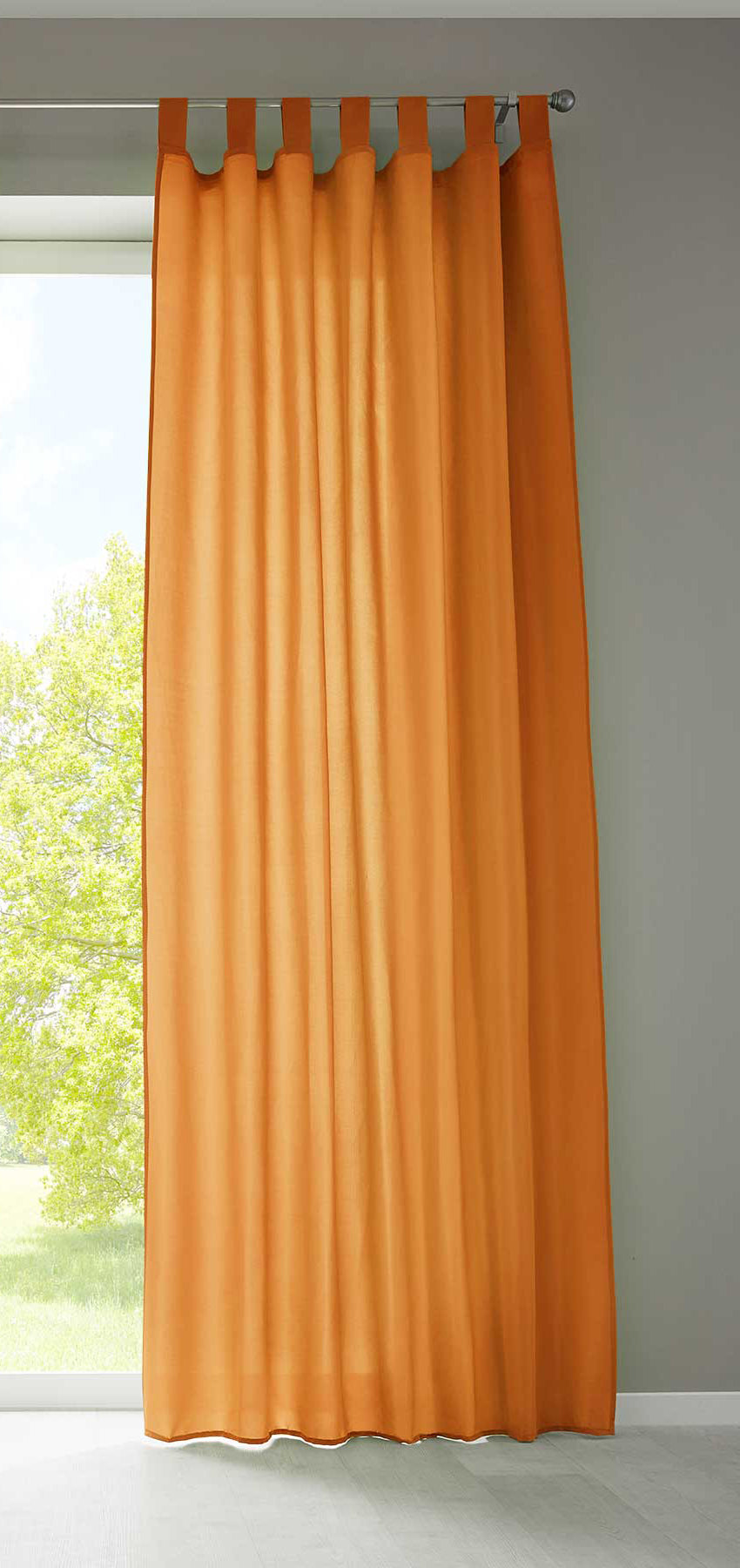 1er Set Vorhang Schal Schlaufen »Berlin« Microsatin Lichtdurchlässig Kräuselband Uni Matt 20400N Orange HxB 245x140 cm Gardinenschal 20400Norange | gerdinenbox.com