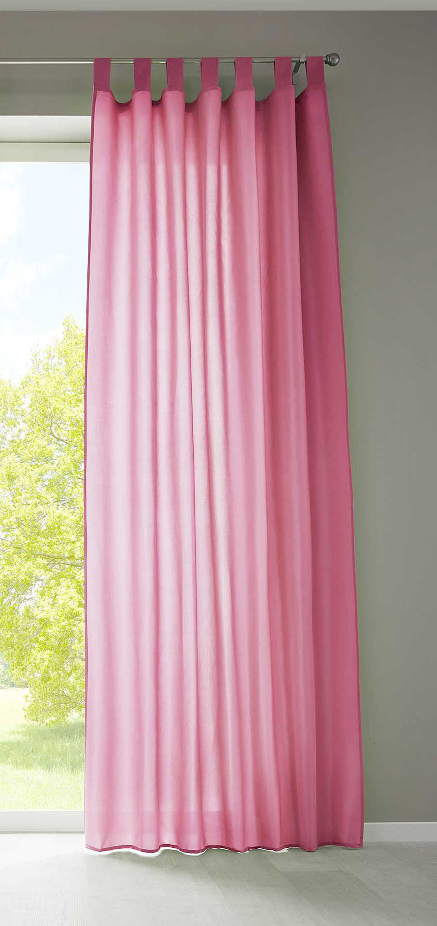 1er Set Vorhang Schal Schlaufen »Berlin« Microsatin Lichtdurchlässig Kräuselband Uni Matt 20400N Pink HxB 245x140 cm Gardinenschal 20400Npink | gerdinenbox.com