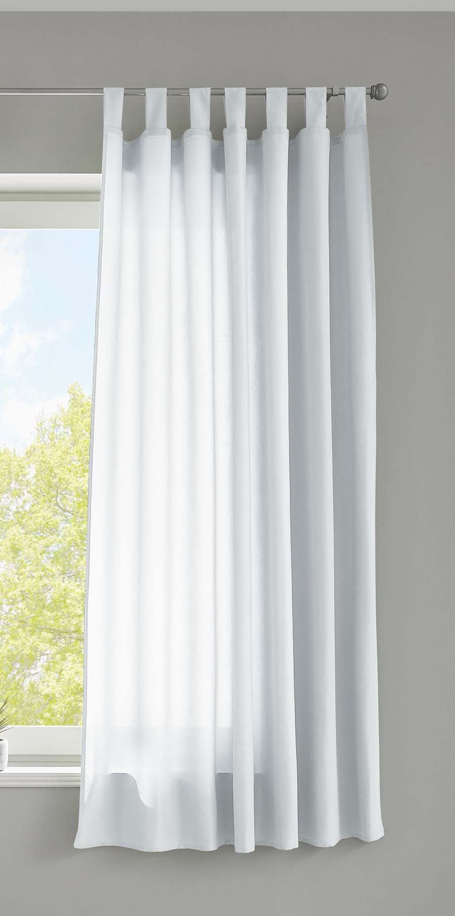 1er Set Vorhang Schal Schlaufen »Berlin« Microsatin Lichtdurchlässig Kräuselband Uni Matt 20400N Weiß HxB 175x140 cm Gardinenschal 20400Nweiss-175_2 | gerdinenbox.com