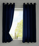 2er Set Vorhänge Schal Ösen »Berlin« Microsatin Lichtdurchlässig Uni Matt 20405N2 Dunkelblau HxB 145x140 cm Vorhang 20405N2dunkelblau-175 | gerdinenbox.com