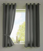 2er Set Vorhänge Schal Ösen »Berlin« Microsatin Lichtdurchlässig Uni Matt 20405N2 Dunkelgrau HxB 145x140 cm Vorhang 20405N2dunkelgrau-175 | gerdinenbox.com
