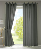 2er Set Vorhänge Schal Ösen »Berlin« Microsatin Lichtdurchlässig Uni Matt 20405N2 Dunkelgrau HxB 225x140 cm Vorhang 20405N2dunkelgrau | gerdinenbox.com