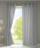 2er Set Vorhänge Schal Ösen »Berlin« Microsatin Lichtdurchlässig Uni Matt 20405N2 Grau HxB 225x140 cm Vorhang 20405N2grau | gerdinenbox.com