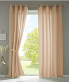 2er Set Vorhänge Schal Ösen »Berlin« Microsatin Lichtdurchlässig Uni Matt 20405N2 Sand HxB 225x140 cm Vorhang 20405N2sand | gerdinenbox.com