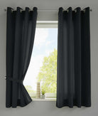 2er Set Vorhänge Schal Ösen »Berlin« Microsatin Lichtdurchlässig Uni Matt 20405N2 Schwarz HxB 175x140 cm Vorhang 20405N2schwarz-175_83b9b00f-d5cd-483a-8f26-9e923089e29d | gerdinenbox.com