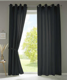 2er Set Vorhänge Schal Ösen »Berlin« Microsatin Lichtdurchlässig Uni Matt 20405N2 Schwarz HxB 225x140 cm Vorhang 20405N2schwarz | gerdinenbox.com