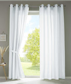 2er Set Vorhänge Schal Ösen »Berlin« Microsatin Lichtdurchlässig Uni Matt 20405N2 Weiß HxB 225x140 cm Vorhang 20405N2weiss | gerdinenbox.com