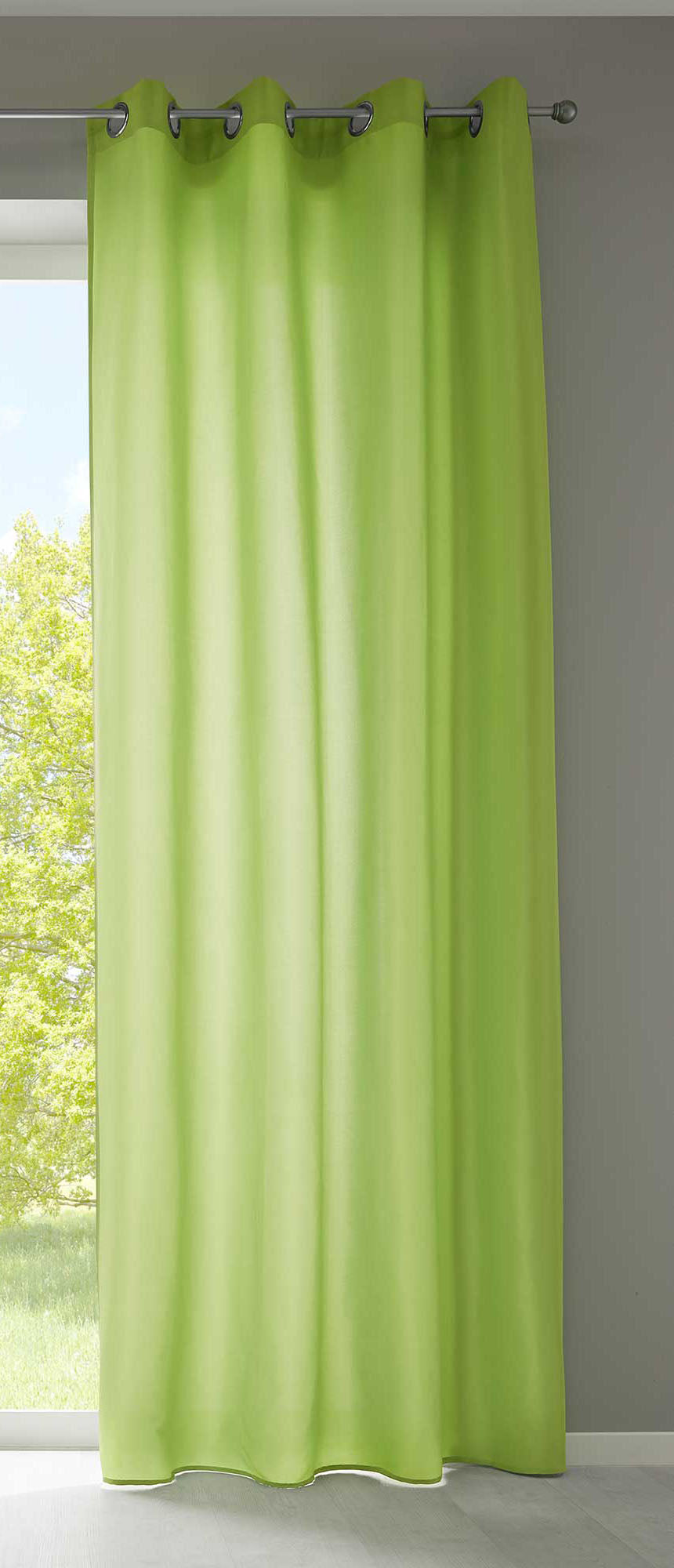 1er Set Vorhänge Schal Ösen »Berlin« Microsatin Lichtdurchlässig Uni Matt 20405N Apfelgrün HxB 245x140 cm Vorhang 20405Napfelgruen | gerdinenbox.com