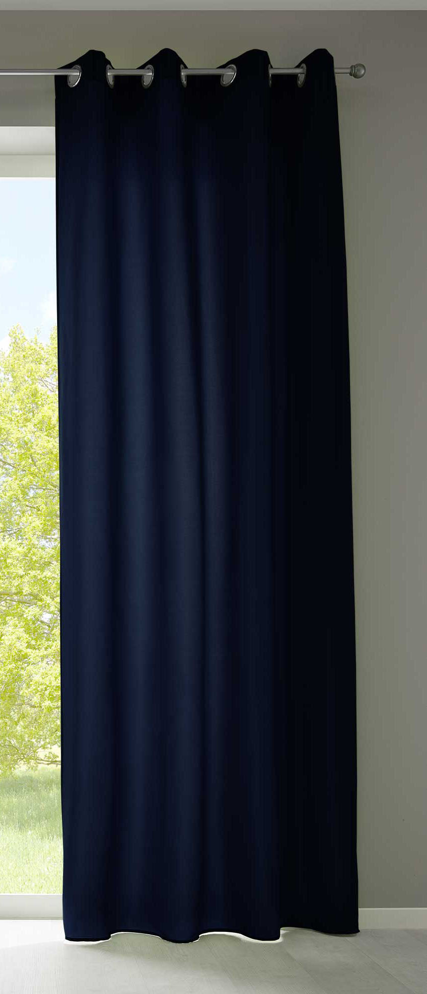 1er Set Vorhänge Schal Ösen »Berlin« Microsatin Lichtdurchlässig Uni Matt 20405N Dunkelblau HxB 245x140 cm Vorhang 20405Ndunkelblau | gerdinenbox.com