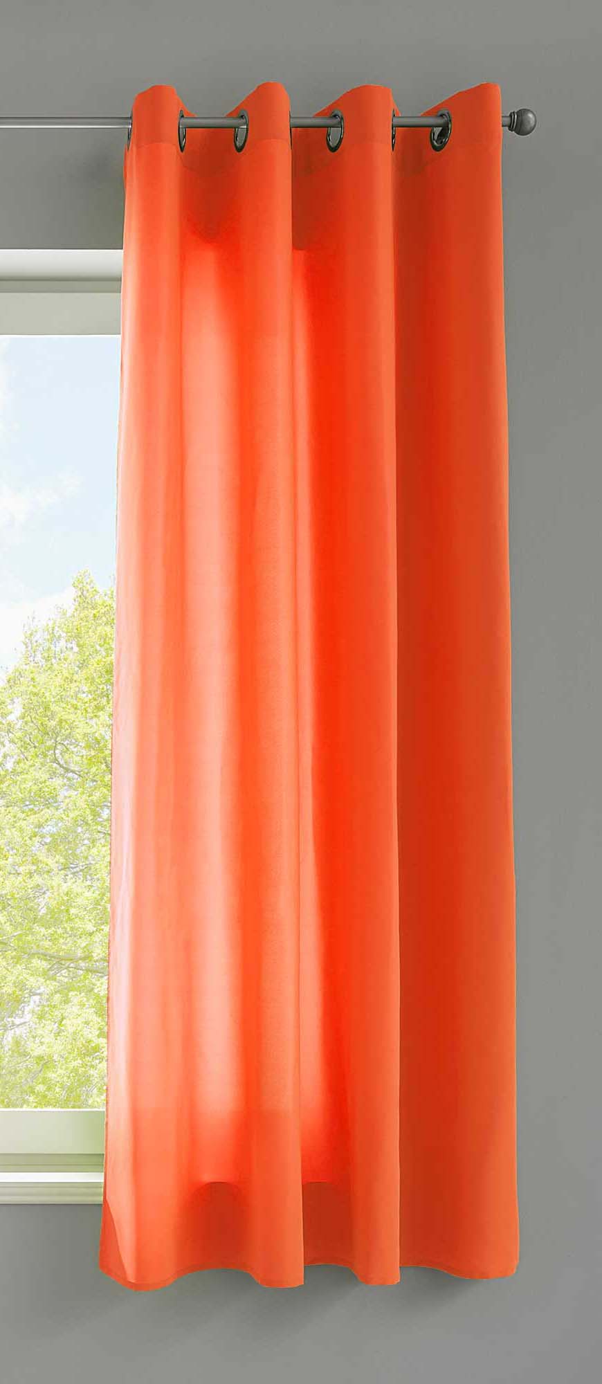 1er Set Vorhänge Schal Ösen »Berlin« Microsatin Lichtdurchlässig Uni Matt 20405N Orange HxB 145x140 cm Vorhang 20405Norange-175 | gerdinenbox.com