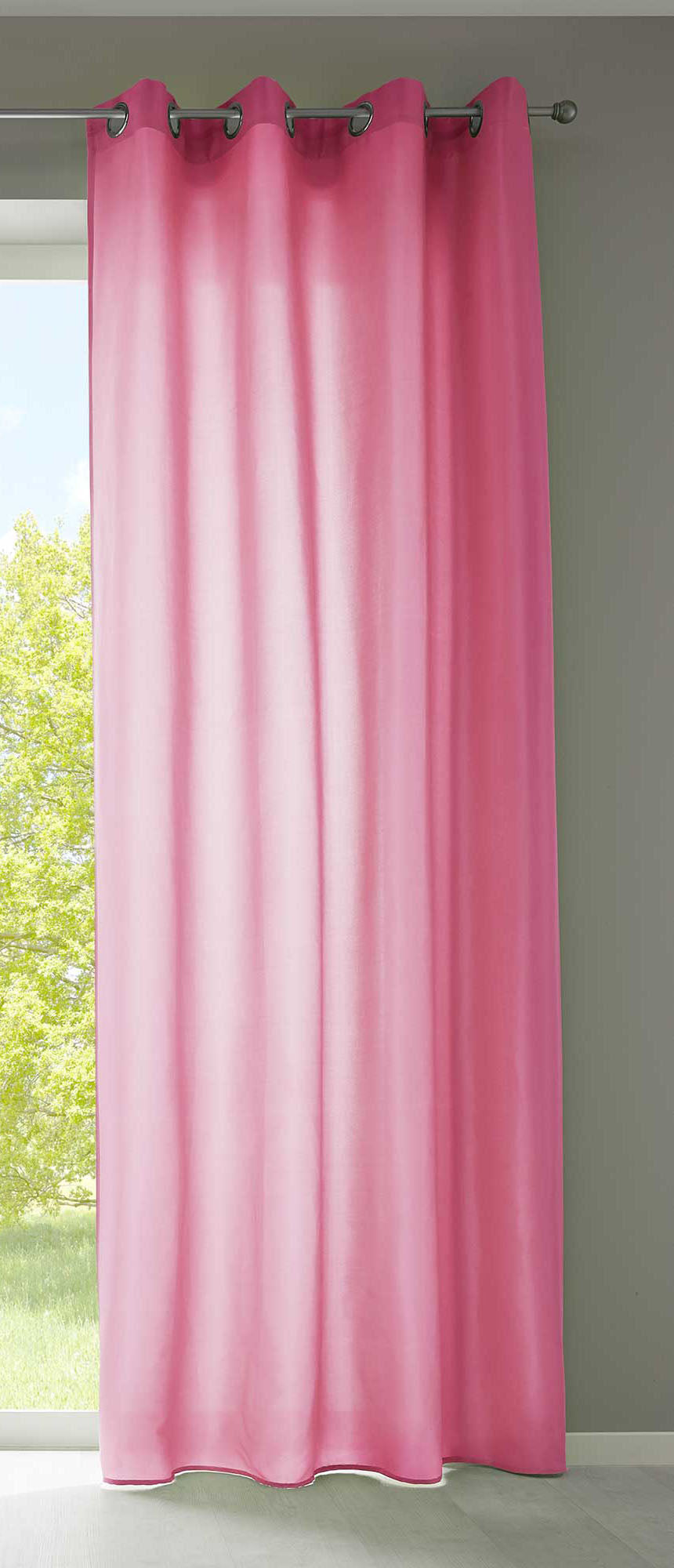 1er Set Vorhänge Schal Ösen »Berlin« Microsatin Lichtdurchlässig Uni Matt 20405N Pink HxB 245x140 cm Vorhang 20405Npink | gerdinenbox.com