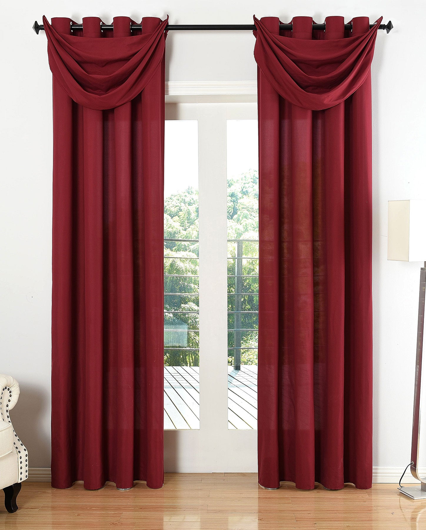 Vorhang Set Schal Ösen Microsatin Segeltuch Querbehang lichtdurchlässig Deko Wohnzimmer 20405S4 Bordeaux HxB 175x140 cm Vorhang Set 20405S4bordeaux | gerdinenbox.com