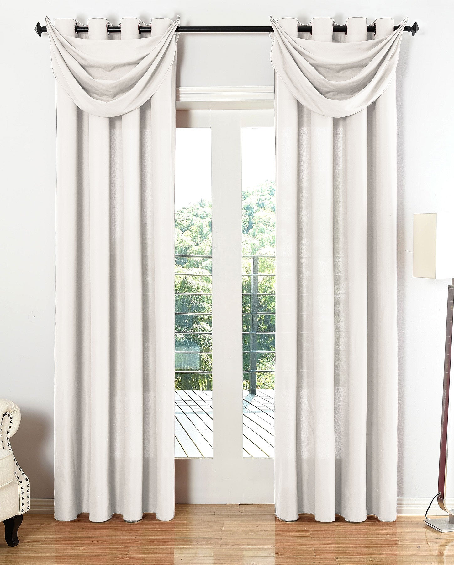 Vorhang Set Schal Ösen Microsatin Segeltuch Querbehang lichtdurchlässig Deko Wohnzimmer 20405S4 Creme HxB 175x140 cm Vorhang Set 20405S4creme | gerdinenbox.com