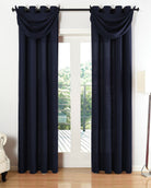 Vorhang Set Schal Ösen Microsatin Segeltuch Querbehang lichtdurchlässig Deko Wohnzimmer 20405S4 Dunkelblau HxB 175x140 cm Vorhang Set 20405S4dunkelblau | gerdinenbox.com