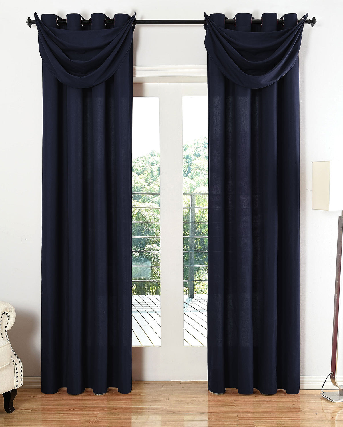 Vorhang Set Schal Ösen Microsatin Segeltuch Querbehang lichtdurchlässig Deko Wohnzimmer 20405S4 Dunkelblau HxB 225x140 cm Vorhang Set 20405S4dunkelblau_5747055d-efea-4ade-9915-46114567626a | gerdinenbox.com