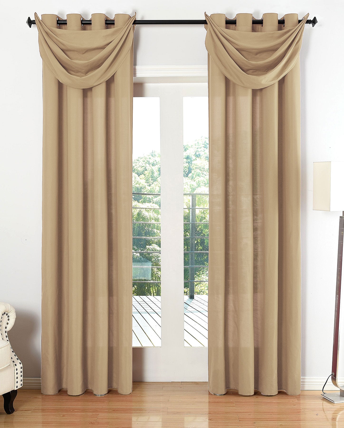Vorhang Set Schal Ösen Microsatin Segeltuch Querbehang lichtdurchlässig Deko Wohnzimmer 20405S4 Sand HxB 175x140 cm Vorhang Set 20405S4sand | gerdinenbox.com