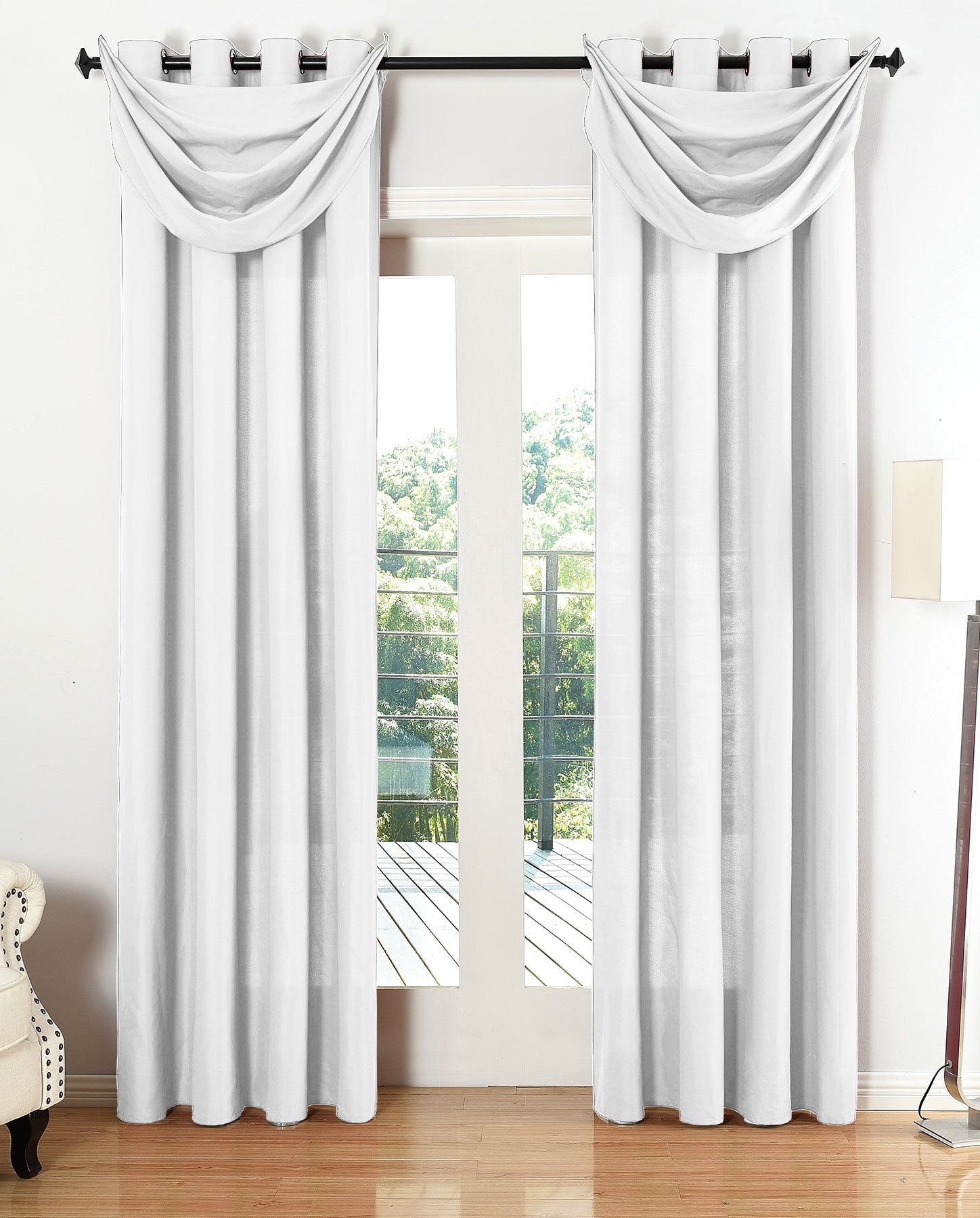 Vorhang Set Schal Ösen Microsatin Segeltuch Querbehang lichtdurchlässig Deko Wohnzimmer 20405S4 Weiß HxB 175x140 cm Vorhang Set 20405S4weiss | gerdinenbox.com