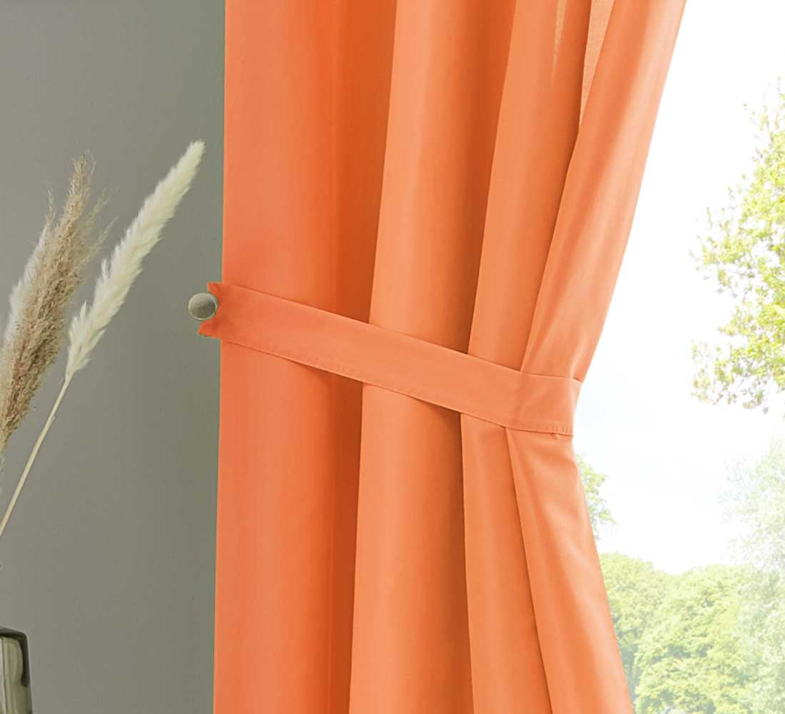 1er Set Vorhänge Schal Ösen »Berlin« Microsatin Lichtdurchlässig Uni Matt 20405N Vorhang 20405_raff_orange_ce2798c7-fb59-4051-911b-72133ab4fc51 | gerdinenbox.com