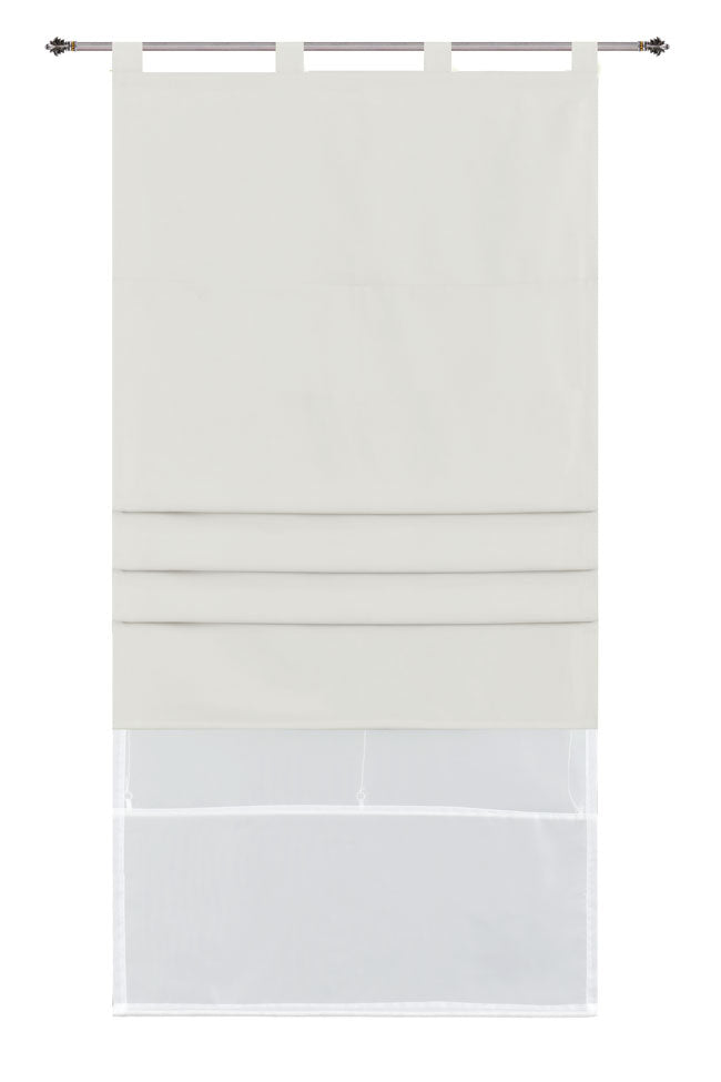 Doppel Raffrollo Palma Microsatin matt Voile Faltgardinen Faltrollo Schlaufenrollo mit Universalgardinenband 20410 Creme 100 x 175 (BxH) Raffrollo 20410creme | gerdinenbox.com