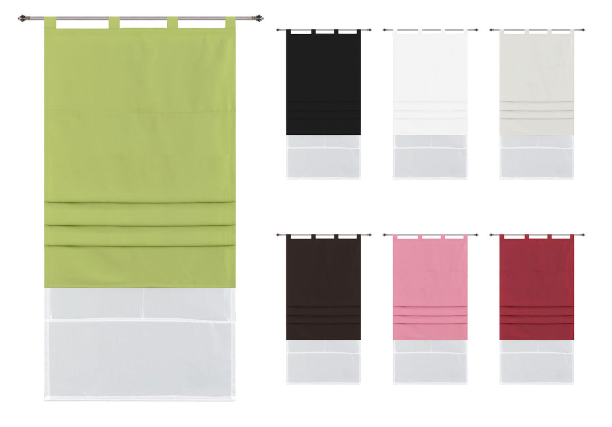 Doppel Raffrollo Palma Microsatin matt Voile Faltgardinen Faltrollo Schlaufenrollo mit Universalgardinenband 20410 Raffrollo 20410var_bf5c6703-68f3-4b1e-a3f8-b7879e2a4bec | gerdinenbox.com